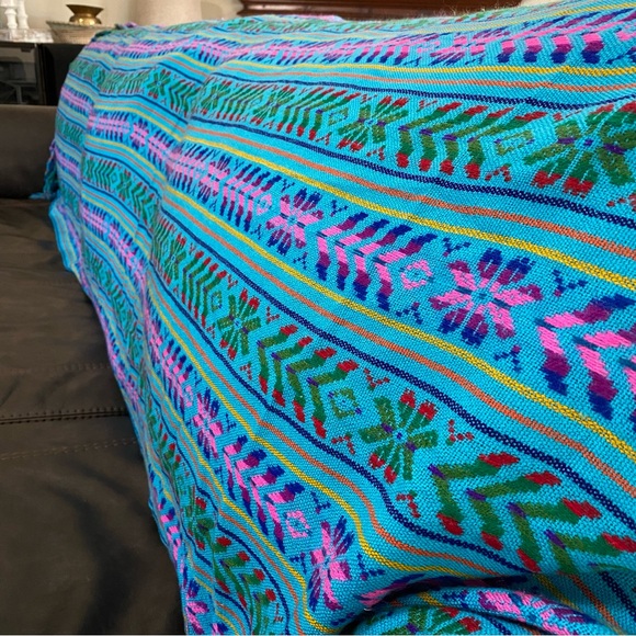 Mexican Artesanía  Colorful Striped Throw Blanket - Picture 3 of 13